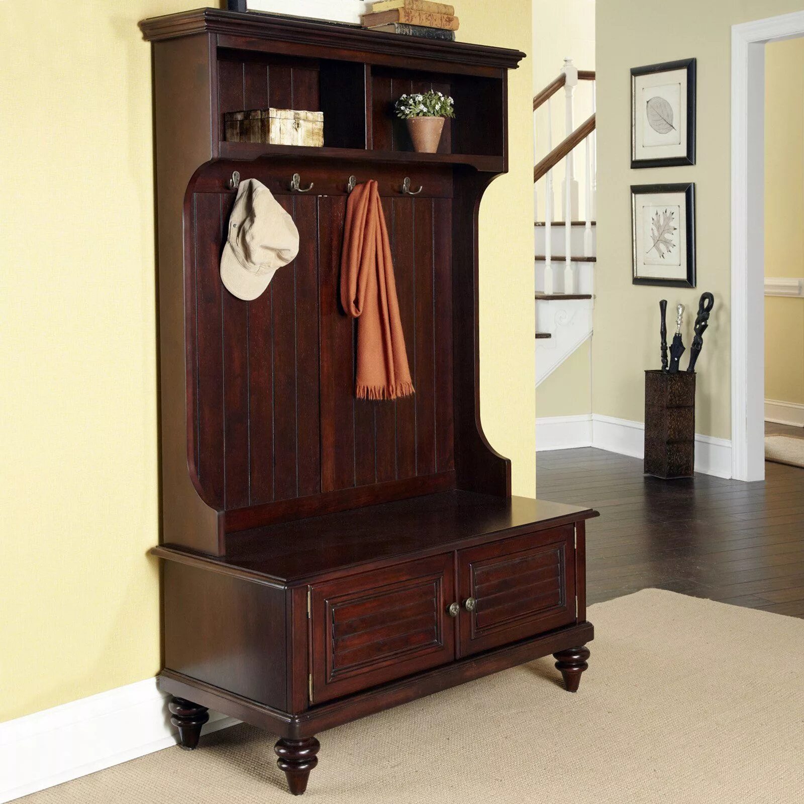 Прихожие под дерево фото Bermuda Hall Tree with Storage Bench - Espresso Hall tree with storage, Hall tre