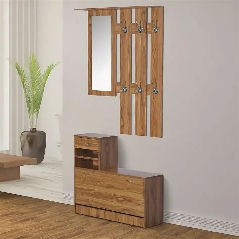 Прихожие под дерево фото Homcom Ensemble Meubles d'Entrée en Bois Marron 90 x 22 x 116 cm Meuble entrée, 