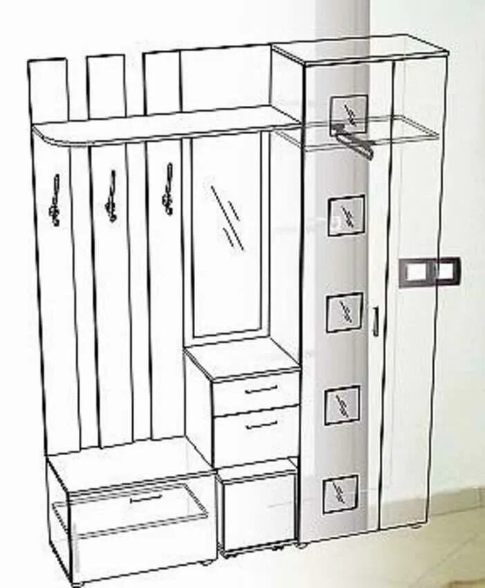 Прихожие своими руками схема Прихожая в маленький коридор: комфорт и функциональность