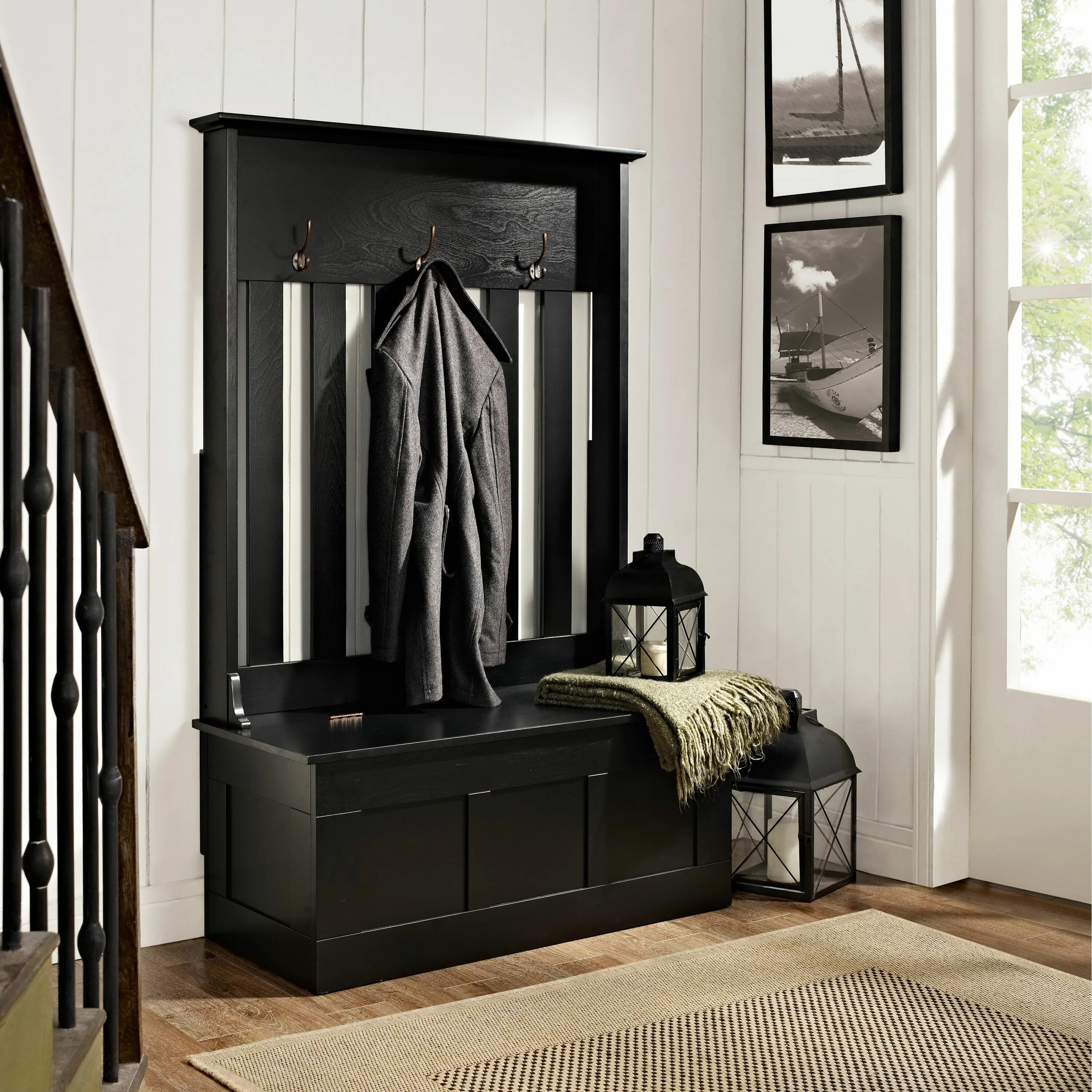 Прихожие темного цвета фото Crosley Ogden Entryway Hall Tree - Black www.hayneedle.com Entryway hall tree, H