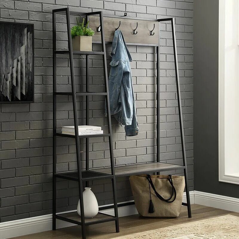 Прихожие в коридор в стиле лофт Foundstone ™ Ada Hall Tree and Shoe Storage & Reviews Wayfair Muebles para vestí