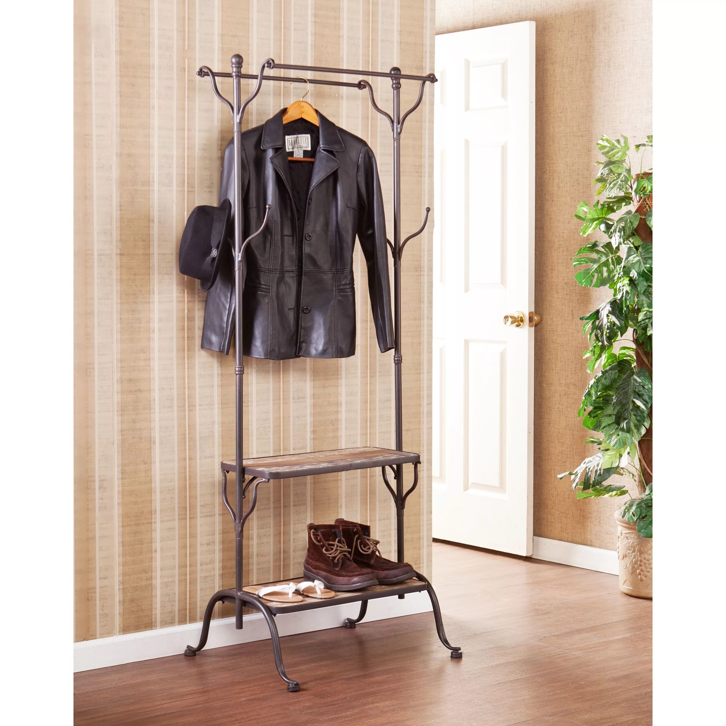 Прихожие вешалки для одежды фото Harper Blvd Ashbury Entryway Shelf/ Hall Coat Rack Tree - Overstock - 8419138 Ha