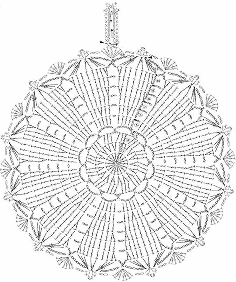 Прихватка крючком схема Crocheted Doily Hanging Ornament