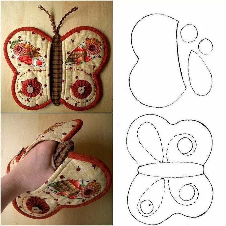 Прихватки для кухни своими руками выкройки How to DIY Butterfly Potholder iCreativeIdeas.com Manualidades, Cosas de manuali