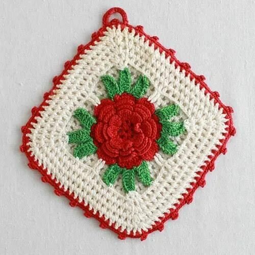 Прихватки крючком фото мастер класс Premium Vintage Potholder Crochet Pattern Vintage potholders, Crochet potholder 