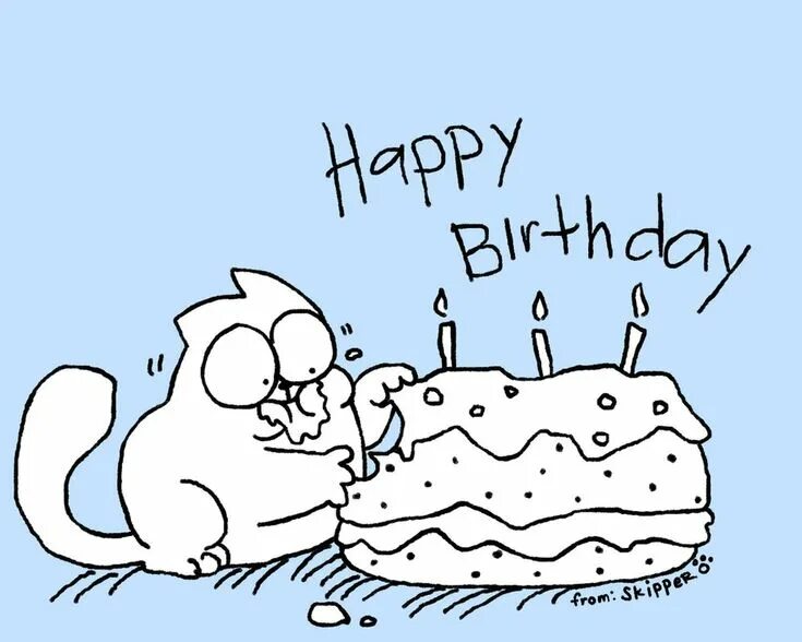 Прикольная картинка с днем рождения 18 simon's cat birthday - Google Search Happy birthday cat, Cute happy birthday, Ca