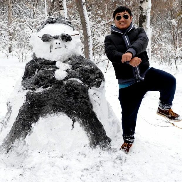 Прикольное фото зимой Pictures of the day: 15 November 2012 Gangnam style, Snowman, Funny snowman