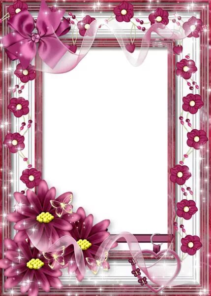 Прикольное оформление фото в рамку Beautiful Flower Transparent Frame with Pink Bow Flower frame, Picture frame des