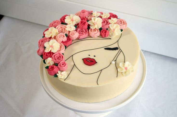 Прикольное оформление торта девушке A Floral Face Cake Made of Gorgeous Buttercream Roses - Cake Style Cake, Cake de