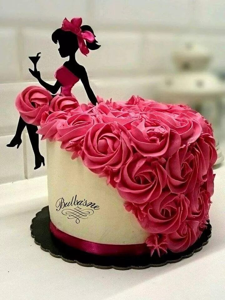 Прикольное оформление торта девушке Cupcake birthday cake, Silhouette cake, Girl cakes