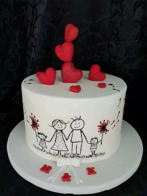 Прикольное оформление торта на годовщину свадьбы Pin on Wedding cake Cupcake birthday cake, Birthday cake for husband, Family cak