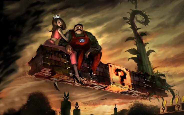 Прикольные фото арты Mario and the princess in real dark version Mario fan art, Alternative art, Mari