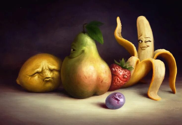 Прикольные фото овощей и фруктов Fruits by manitwo on DeviantArt Fruit sketch, Funny fruit, Animated drawings