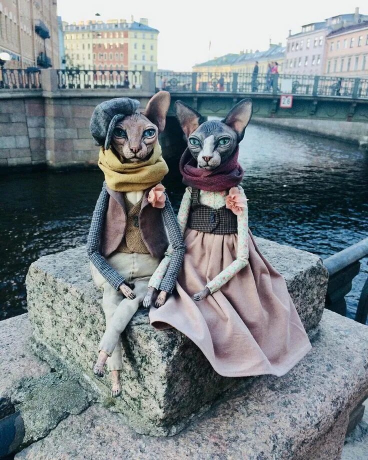 Прикольные фото в питере Коты Елены Алехиной на петербурургской набережной Fairy art dolls, Cat photo, Fu