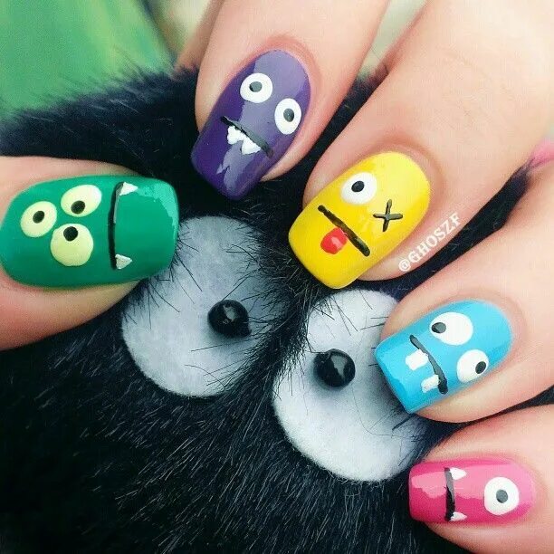 Прикольные идеи для маникюра Elaine Su on Instagram: "monster nail ♥ so easy and fun! #monster #benailed #bar