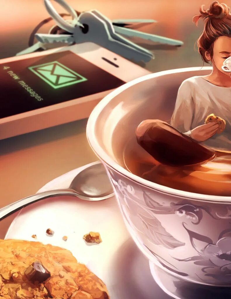 Прикольные картинки на тему утро Tea Time" Canvas Print by Cyril Rolando - Aquasixio - Exclusive Edition from $59