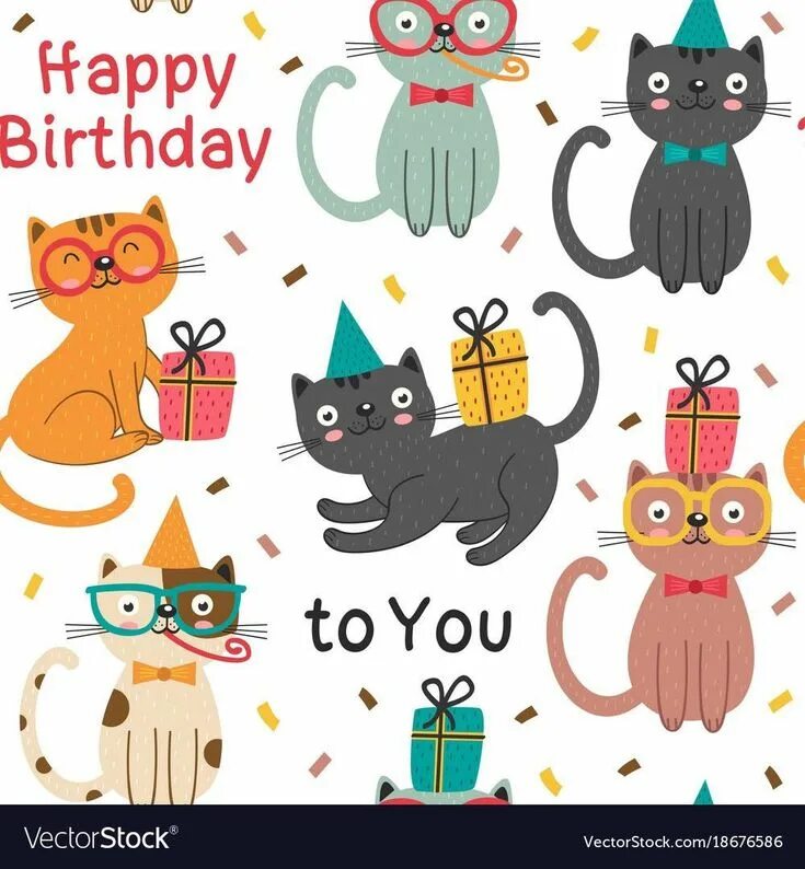 Прикольные картинки с днем кота Épinglé par PackerbackerCat7 sur Greetings: Birthday Cats Cor