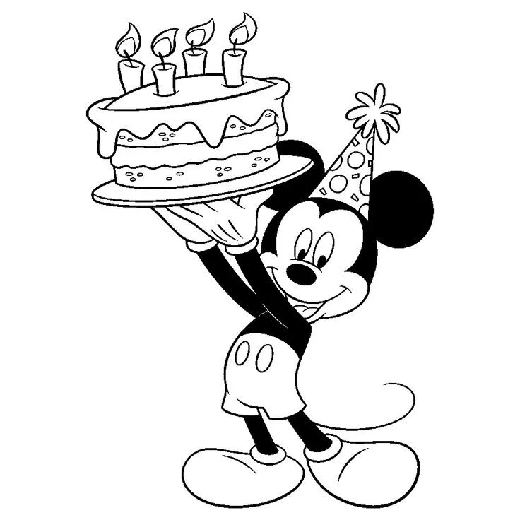 Прикольные картинки с днем рождения черно Desenho de Festa de Aniversário do Mickey para colorir Mickey mouse para colorea