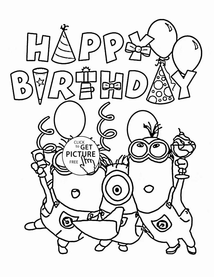 Прикольные картинки с днем рождения черно 25+ Amazing Picture of Happy Birthday Coloring Page - davemelillo.com Happy birt