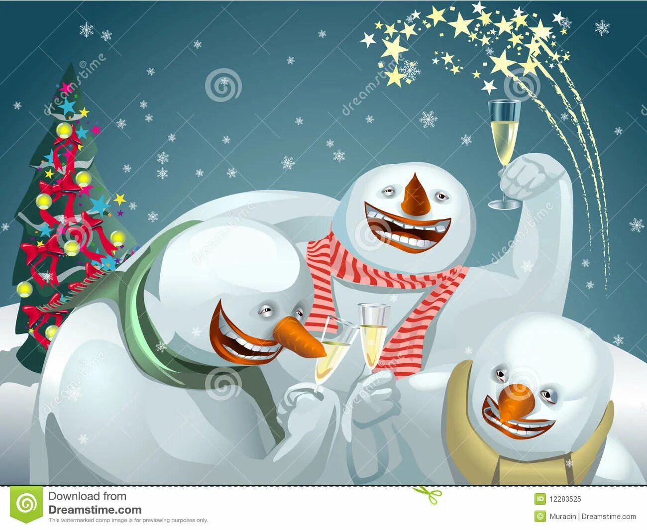 Прикольные картинки с новым годом бесплатно Card Three Funny Snowmen Happy Stock Illustrations - 31 Card Three Funny Snowmen