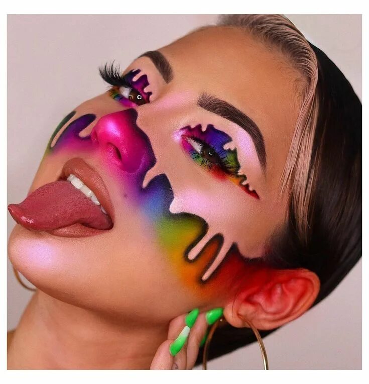 Прикольные легкие макияжи rainbow makeup face halloween #rainbow #makeup #face #halloween #rainbowmakeupfa