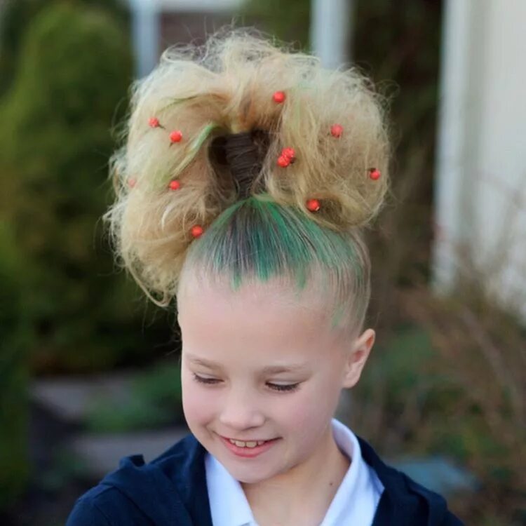 Прикольные прически для 10 лет jehat hair - Crazy Hair Day at School! Hallie wanted an apple... Crazy hair day 