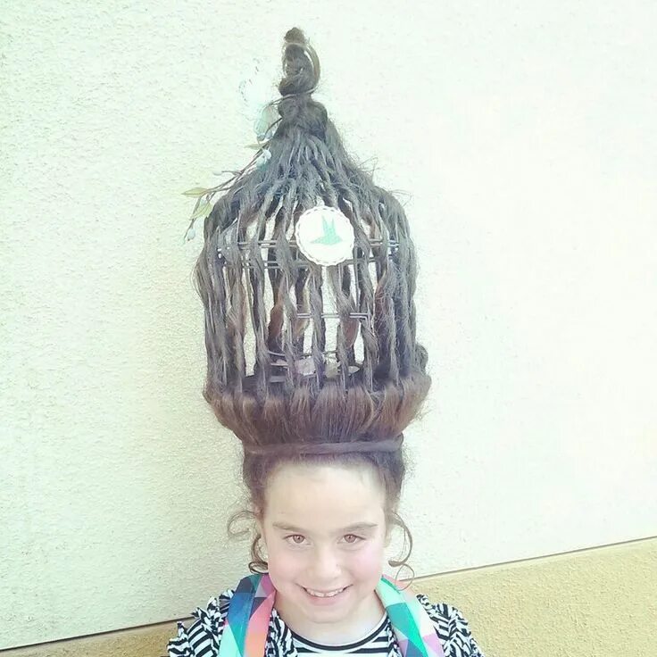 Прикольные прически для 9 лет Crazy hair day super easy birdcage, just wrap the hair around the cage, voila! C