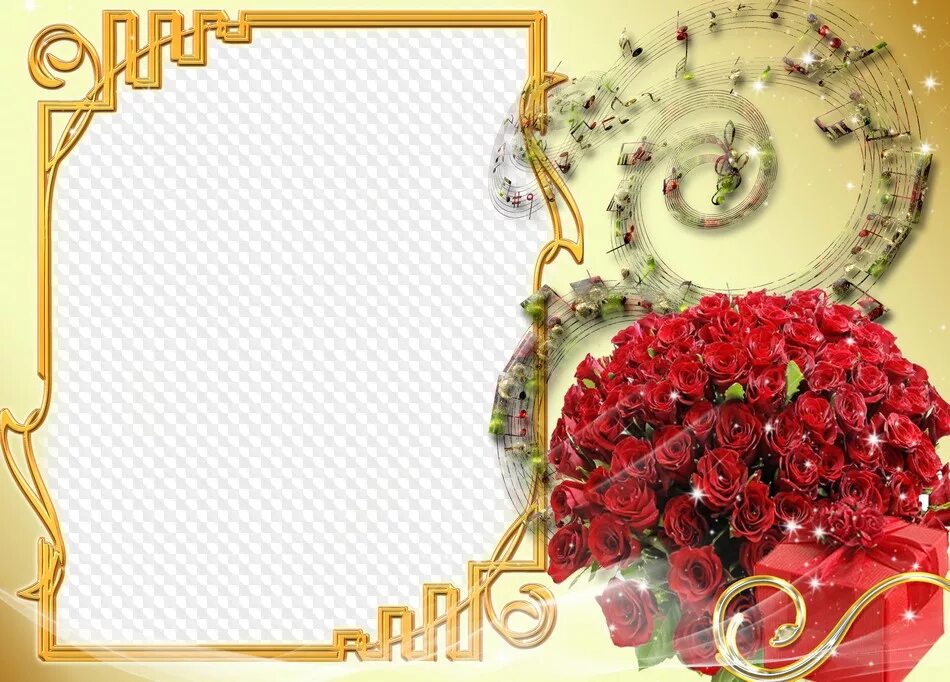 Прикольные рамки для фото с днем рождения Congratulatory photo frame - red roses