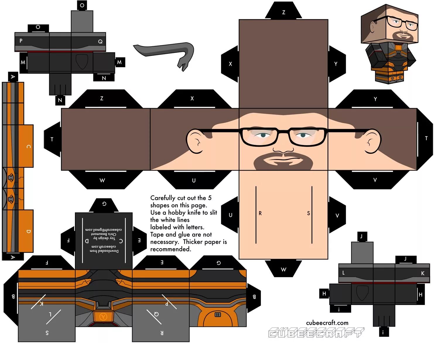 Прикольные самоделки из бумаги Gordon freeman, Paper toy box, Half life