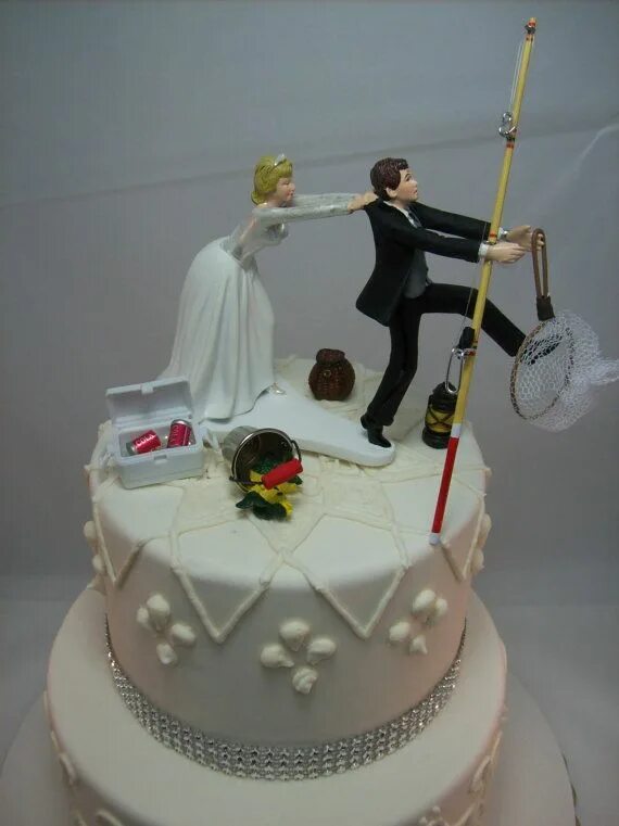 Прикольные торты на свадьбу фото No FISHING Come Back Funny Wedding Cake Topper Bride and - Etsy Fishing wedding 