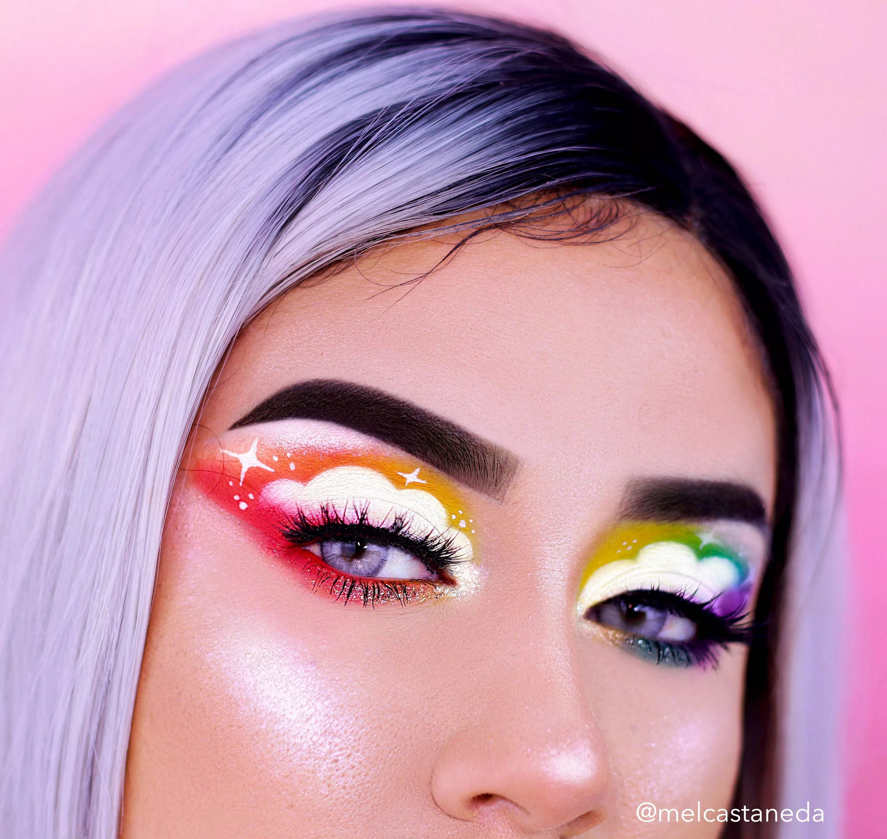 Прикольный красивый макияж Rainbow clouds kinda vibe Rainbow eye makeup, Rainbow makeup, Pride makeup