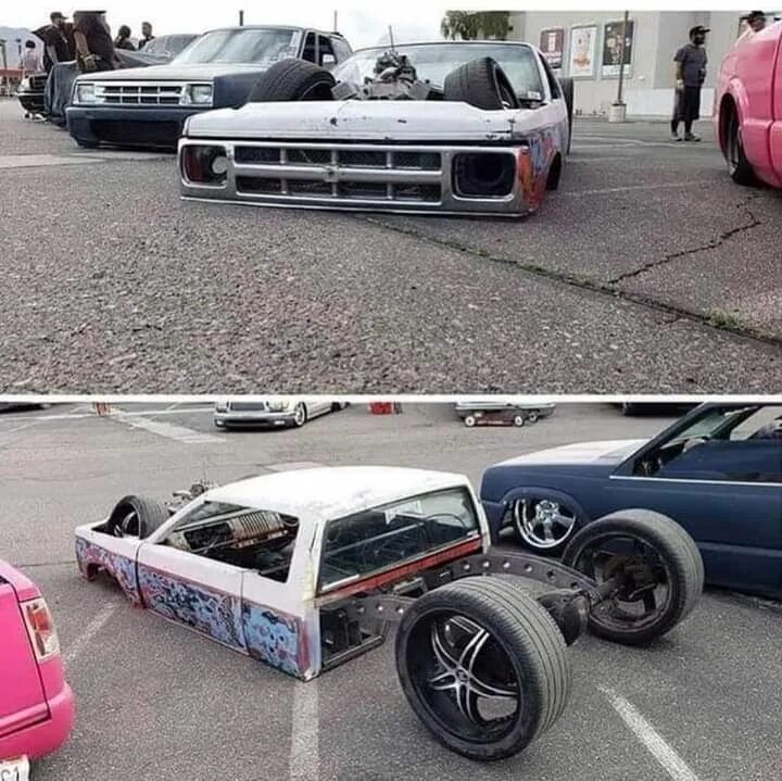 Прикольный тюнинг машин How low can you really go ? : ATBGE Strange cars, Car humor, Weird cars