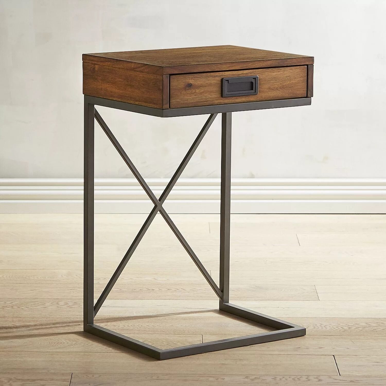 Прикроватный столик в стиле лофт Mazza C-Table With Storage Drawer Pipe furniture, C table, Steel furniture