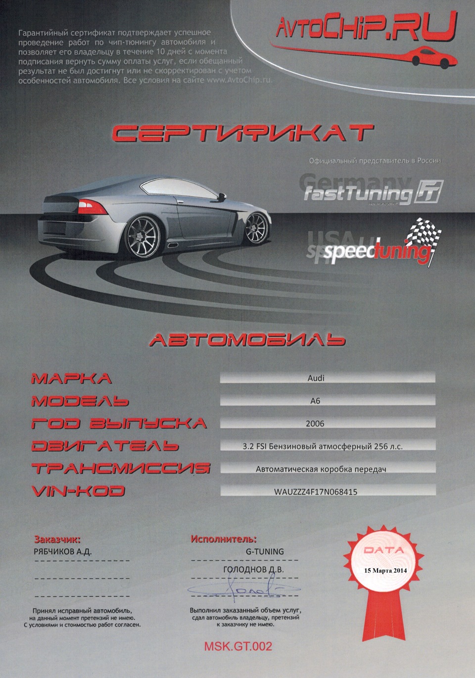 Приложение для чип тюнинга авто Чип тюнинг Lastochki - Audi A6 (C6), 3,2 л, 2006 года тюнинг DRIVE2