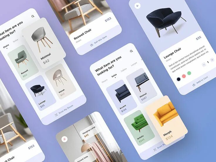 Приложение для мебели в интерьере Furniture app UI kit - Freebiesbug Furniture app, Ui kit, App ui