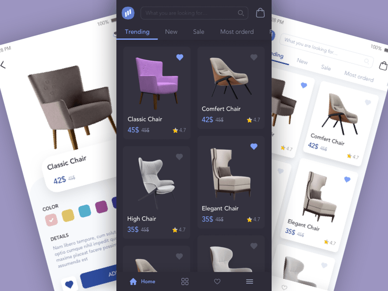 Приложение для мебели в интерьере Ments is a Great Design Community Contributor - Sketch App Sources