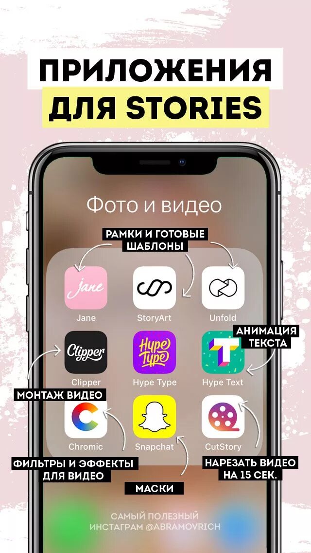 Приложение для оформления фото Инстаграм Instagram сторис stories истории приложения подборки эффект фильтры VS