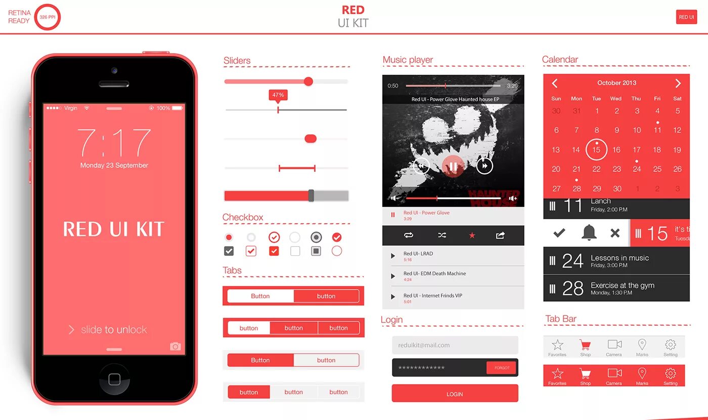 Приложение для оформления фото RED UI KIT (2) Images :: Behance