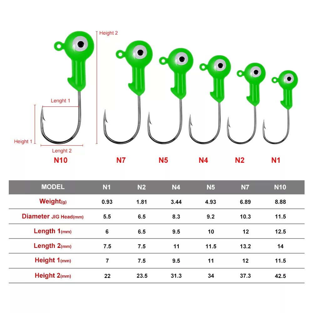 Приманка 2 дюйма какой крючок Купить 100 шт./лот джиг большие крючки свинцовая круглая головка рыболовные прим