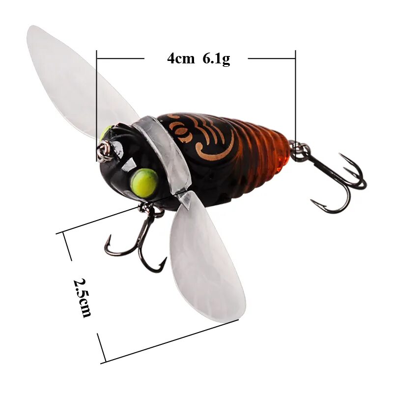 Приманки цикады своими Smart Cicada Fishing Lure 4cm 6.1g 3d Eyes Lifelike Top Water Bait Vmc Hook Isca