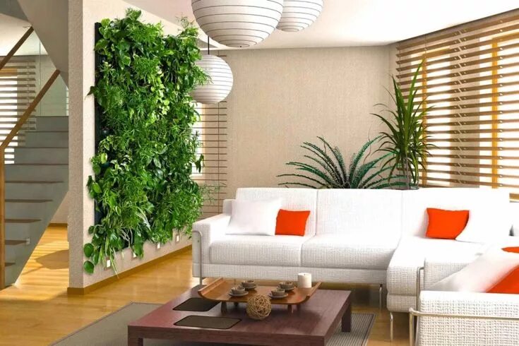 Применение цветов в интерьере Вертикальное озеленение в Минске Interior decorating living room, Vertical garde