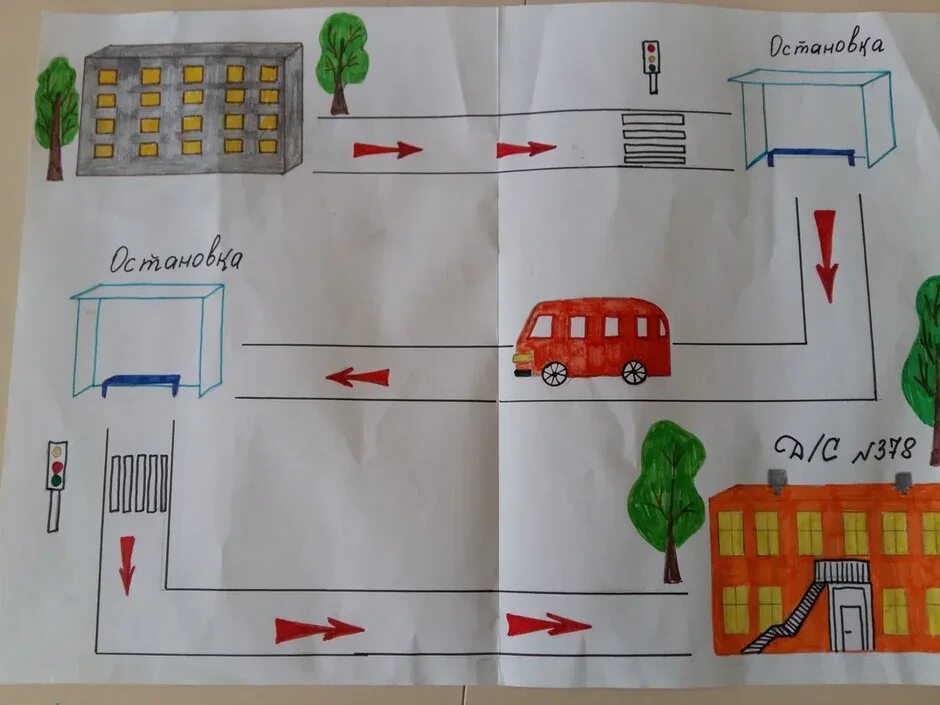 Пример безопасного маршрута от дома до школы Схема маршрута от дома до школы образец 1 класс нарисовать фото и видео - avRuss