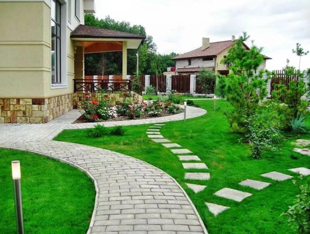 Пример благоустройства территории частного дома Front Yard Feng Shui Landscaping Tips Backyard landscaping designs, Backyard lan