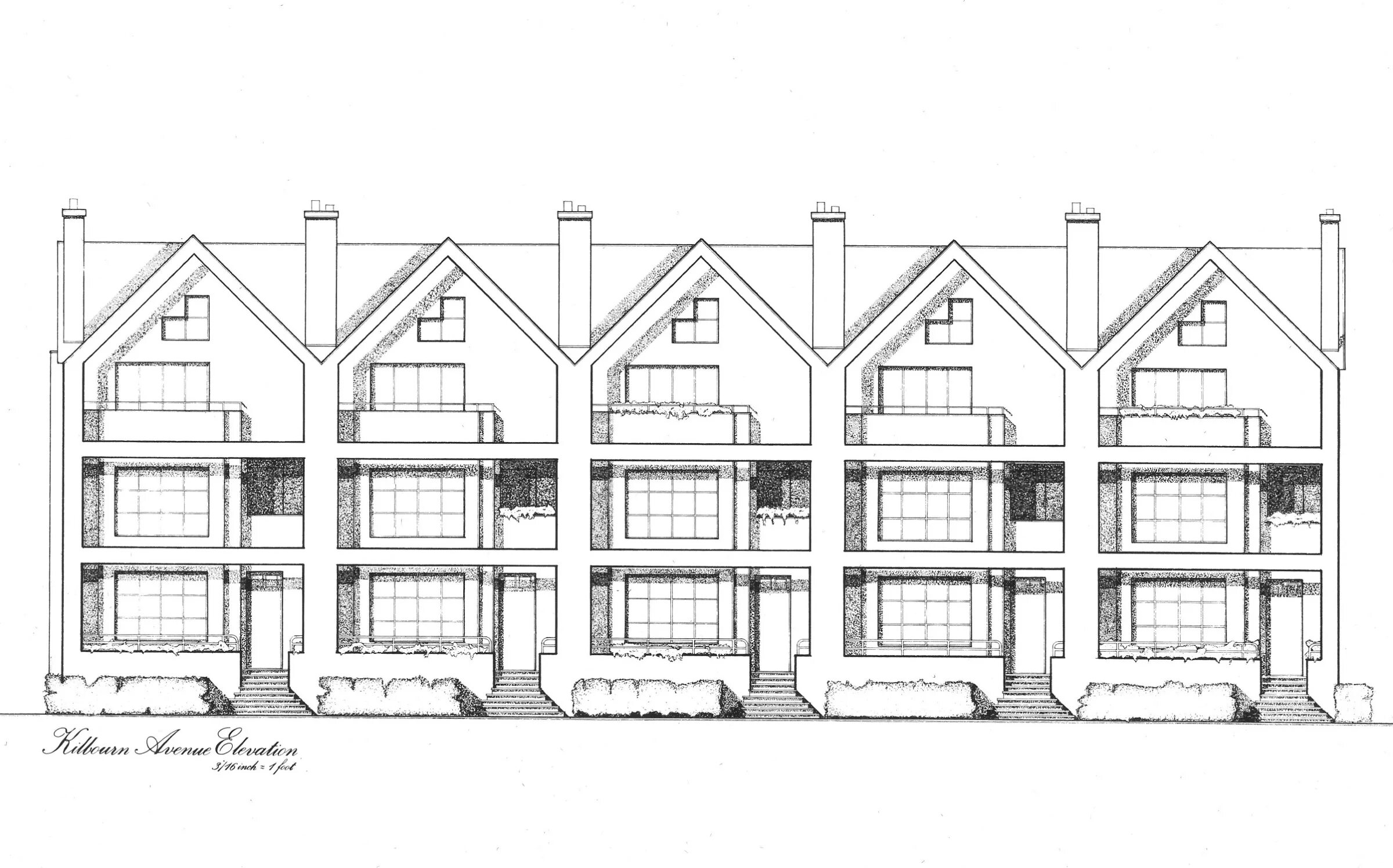 Пример блокированного дома Row Houses Drawing