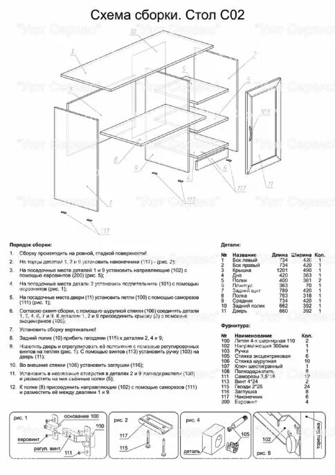Пример инструкции по сборке стола Покупаем Стол компьютерный С02, лучшая цена в интернет-магазине с доставкой и сб