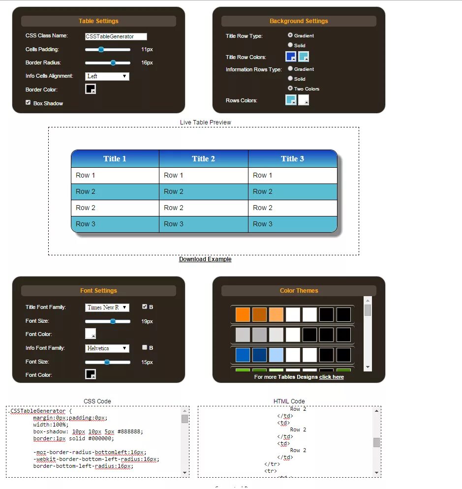 Пример красивого оформления таблицы Css table