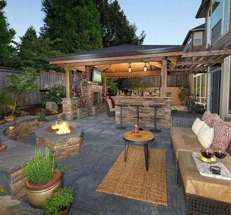 Пример обустройства двора частного дома Best Backyard Patio Designs and Projects On a Budget 13 Hinterhof terrassen desi