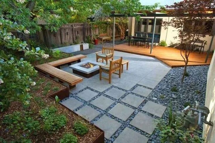 Пример обустройства двора частного дома ИДЕИ ДЛЯ САДА: 30 красивых фото Modern backyard landscaping, Backyard garden des