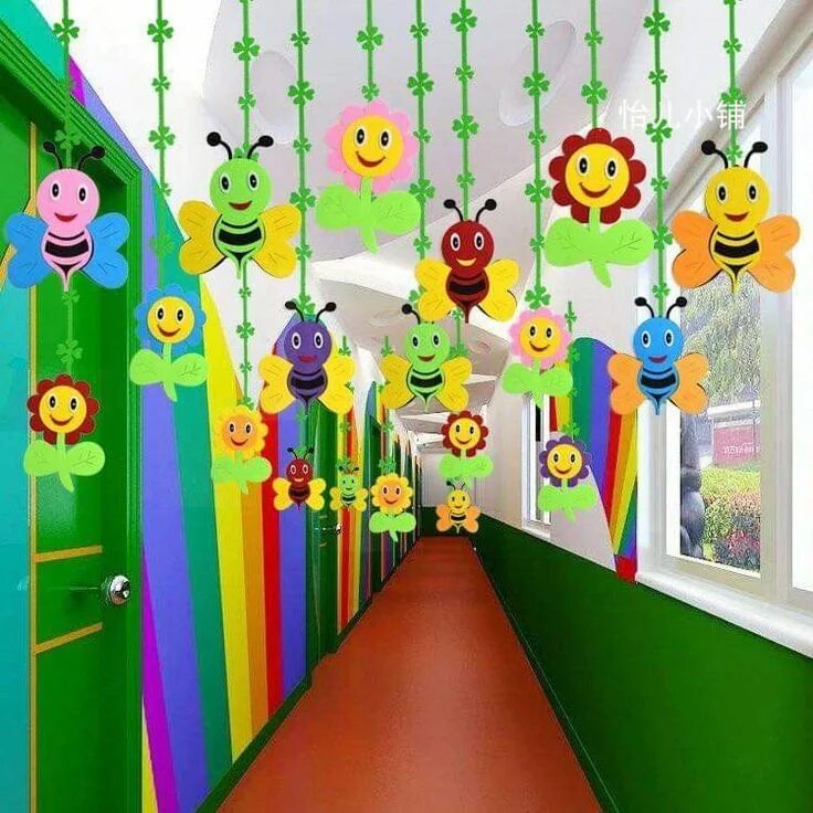 Пример оформление детского сада Pin by mariaj on primavera Kindergarten decorations, Kindergarten classroom deco