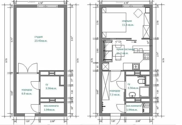 Пример планировки студий планировка узкой студии 36 кв. м. Планировки, Планы этажей дома, Планировка студ